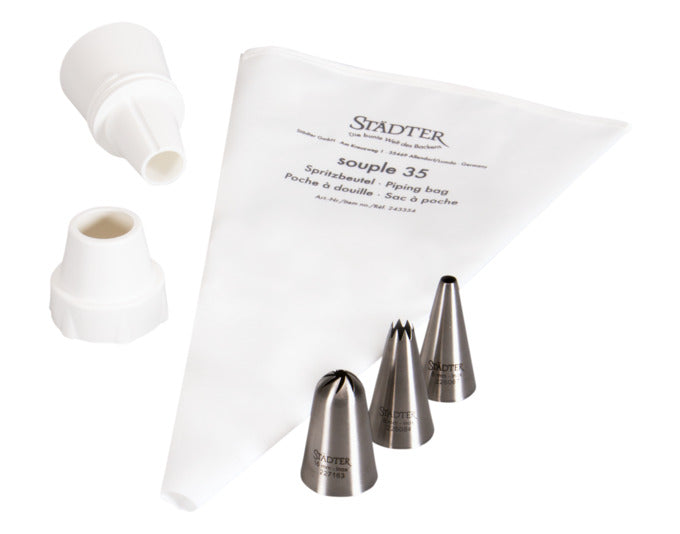 STÄDTER Dekorations Set Tortenzauber Spritzbeutel/Tüllen/Adapter 5-teilig in präsentiert im Onlineshop von KAQTU Design AG. Backutensilien ist von STÄDTER