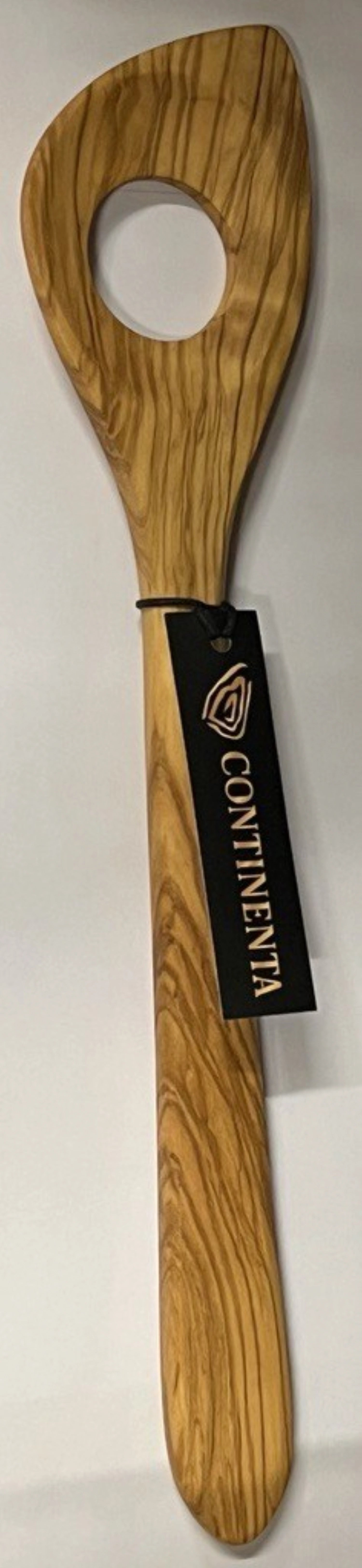 Eleganter Olivenholz Kochlöffel 30 cm mit praktischer Ecke und Loch. Perfekt zum Rühren und Servieren in Ihrer Küche. Hochwertig und langlebig.