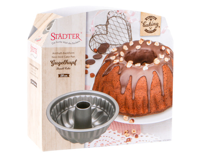 Entdecken Sie die STÄDTER Gugelhupfform ø 26x12 cm in elegantem Silber. Ideal für saftige Kuchen und unvergessliche Backmomente.
