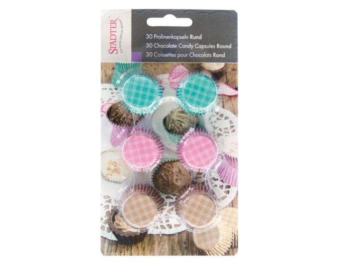 Entdecken Sie die bunten STÄDTER Pralinenkapseln (ø 22x15 mm) aus Aluminium – ideal für die stilvolle Präsentation Ihrer Pralinen! 30 Stück für kreative Backideen.