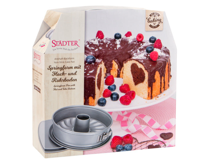 Entdecken Sie die STÄDTER Springform mit Rohrboden ø 28x7 cm – ideal für kreative Backideen und köstliche Kuchen. Hochwertige Antihaftbeschichtung für müheloses Backen!