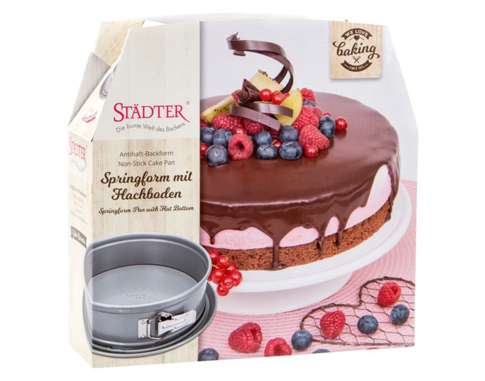 Entdecken Sie die STÄDTER Springform ø 24x7 cm in elegantem Silber. Ideal für köstliche Kuchen und unvergessliche Backmomente. Perfekte Ergebnisse garantiert!