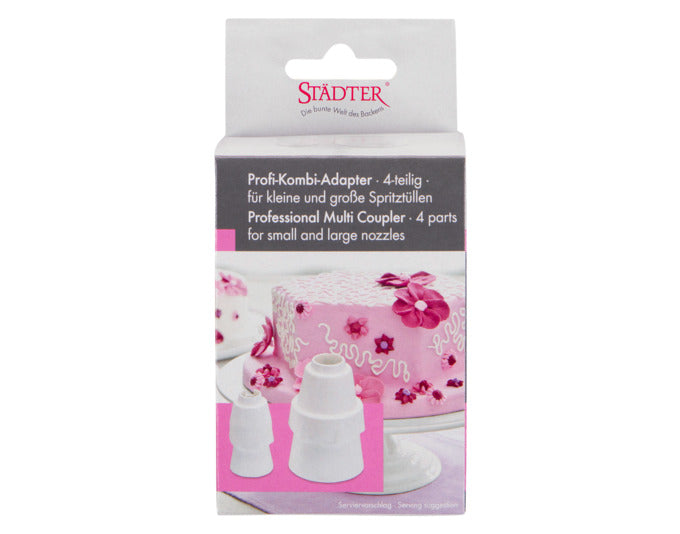 Entfesseln Sie Ihre Kreativität mit dem STÄDTER Spritzbeutel Profi-Adapter Kombi Fine Line – für perfekte Dekorationen und mühelosen Tüllenwechsel!