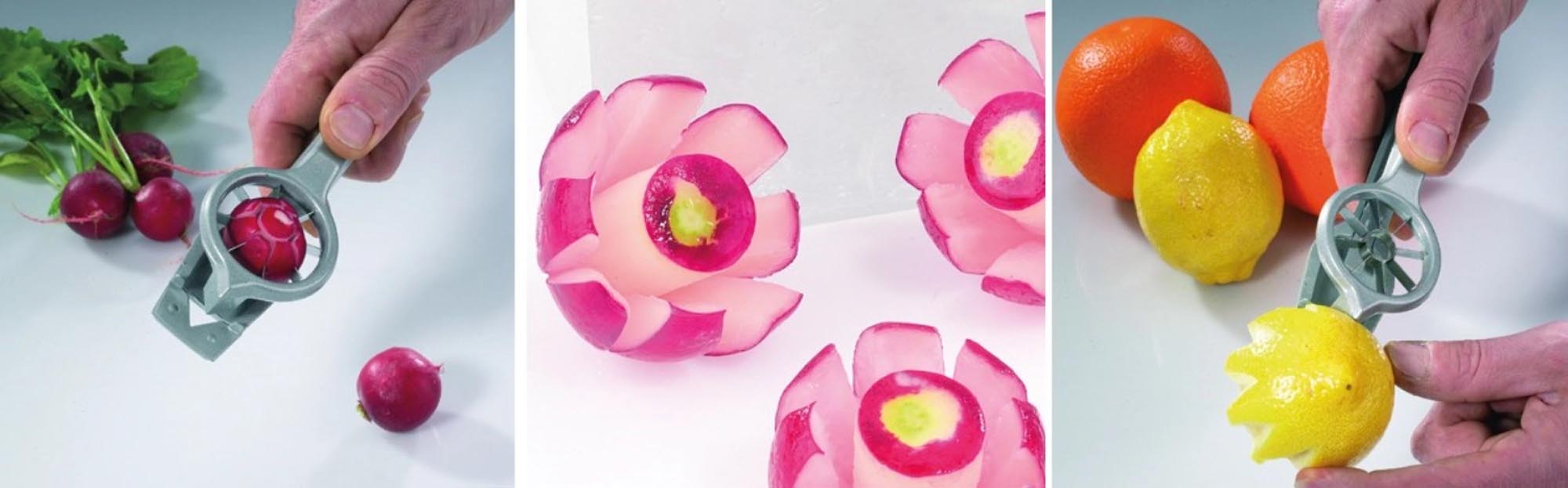 Der Westmark Radieschenverzierer Decoretto (18x5x3cm) ist ideal für kreative Dekorationen und Garnierungen von Radieschen und Gemüse.