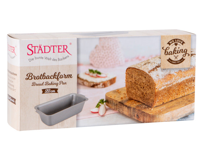 Entdecken Sie die STÄDTER Brotbackform 22x10x6.5 cm in elegantem Silber. Ideal für kleine Brote und Backfreuden! Perfekt für Ihre Backkreationen.