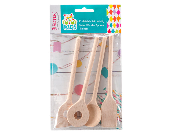 Entdecken Sie das STÄDTER Kochlöffel Set KIDS – 4-teiliges Set aus Buche, perfekt für kleine Küchenchefs! Ideal für kreative Koch- und Backabenteuer.