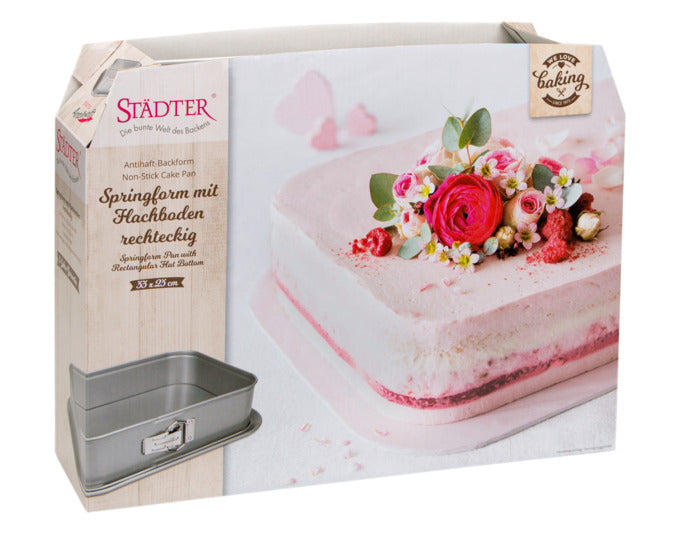 Entdecken Sie die STÄDTER Springform 33x23x7 cm in Silber – ideal für kreative Backideen. Perfekt für Kuchen und Desserts, die begeistern!