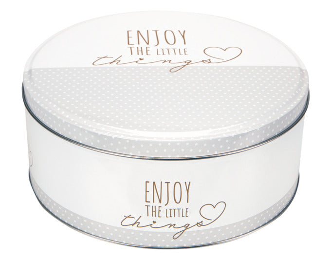 STÄDTER Gebäckdose Enjoy the little things ø 22x9.5 cm weiss rund in präsentiert im Onlineshop von KAQTU Design AG. Aufbewahrungsdose ist von STÄDTER