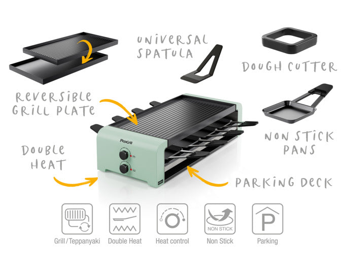 Erleben Sie mit dem STÖCKLI PizzaGrill 8 in mint green unvergessliche Kochabende! Ideal für bis zu 8 Personen, vielseitig und kreativ.