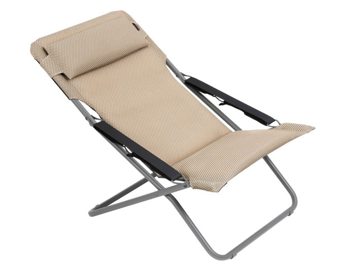 Komfortabler LAFUMA Transabed Sessel in Olive mit Titan-Gestell, ideal für Entspannung und stilvolles Relaxen.