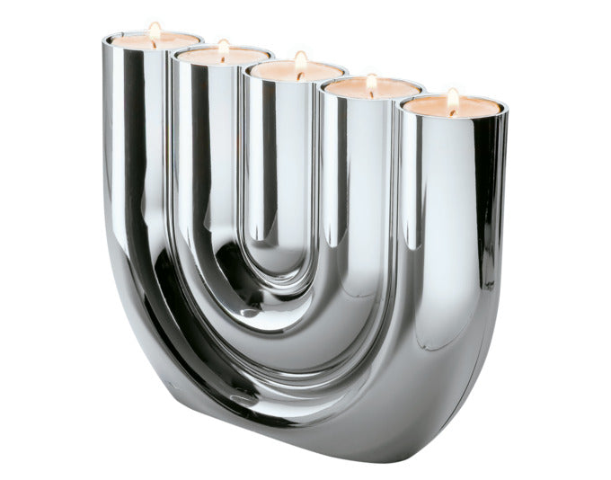 Entdecken Sie den eleganten PHILIPPI Teelichthalter Double U aus hochglanzpoliertem Edelstahl. Ideal für stimmungsvolle Akzente in jedem Raum.