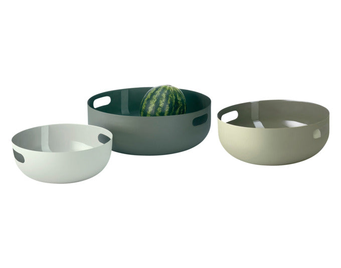 Elegantes 3-teiliges Schalenset aus Metall von PHILIPPI, Modell Copenhagen, ideal für stilvolle Präsentationen.