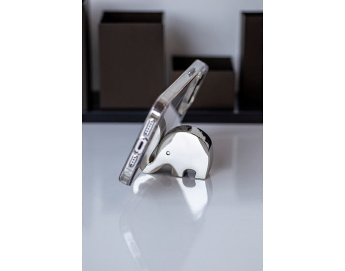 Entdecken Sie den PHILIPPI Handyhalter Tambo Elefant – ein stilvolles, funktionales Accessoire aus hochglanzpoliertem Nickel, ideal für Büro und Zuhause.