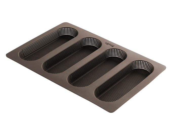 LÉKUÉ Baguette Backform Mini 4er Silikon 29x20 cm in präsentiert im Onlineshop von KAQTU Design AG. Backform / Backblech ist von LEKUE