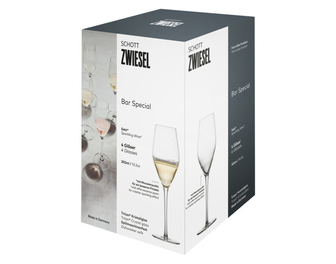 Entdecken Sie die Eleganz des SCHOTT ZWIESEL Sektglas Bar Special 773 im 4er Set. Hochwertiges Tritan-Kristallglas vereint Stil und Langlebigkeit für unvergessliche Genussmomente.