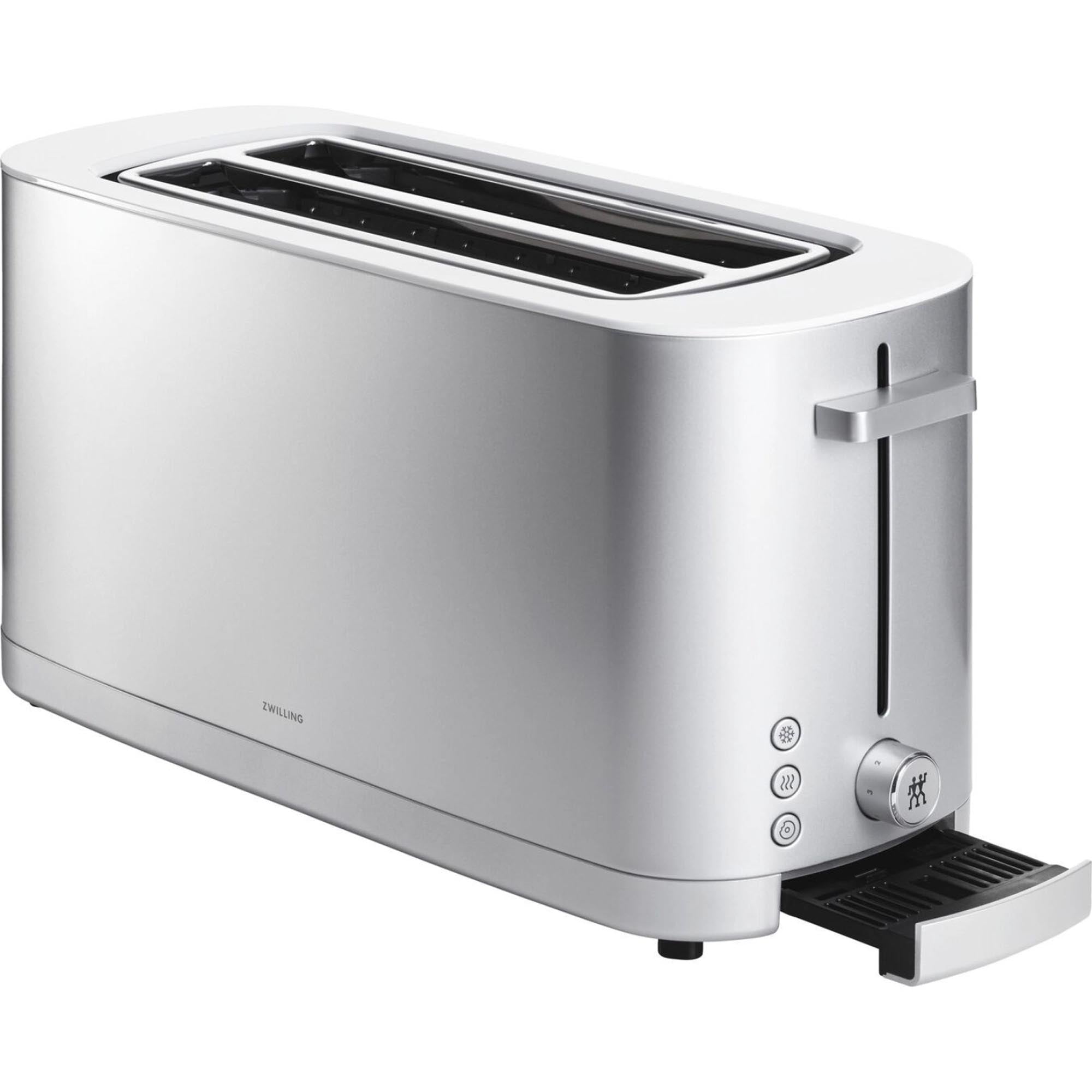 Zwilling Enfinigy Toaster: Modernes Design mit Brötchenaufsatz.