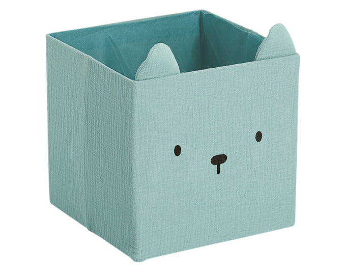 ZELLER Storage Box, Bear, Mint Muslin, 28x28x28 cm