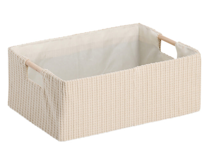 zeller aufbewahrung ZELLER PRESENT Aufbewahrungskorb Beige 34x23.5x13 cm mit Holzgriffen