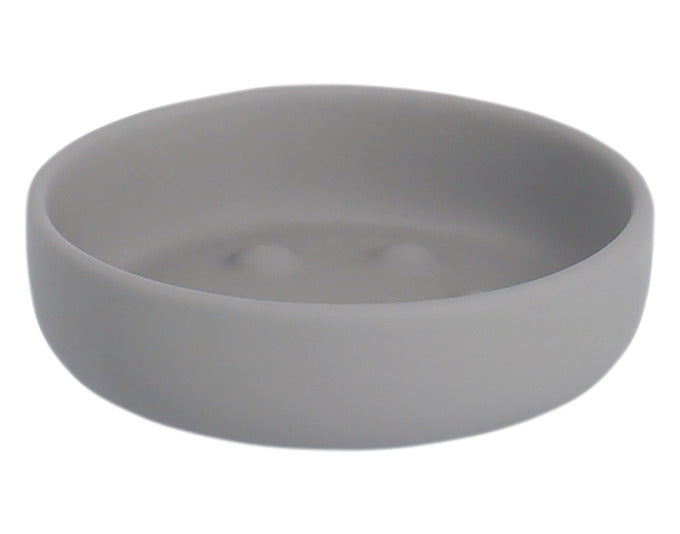 Elegante graue Keramik-Seifenschale von ZELLER, ø 11.2x3.3 cm, ideal für stilvolle Badezimmer.