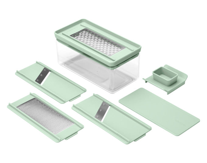 Entdecken Sie das BRABANTIA Tasty+ Hobel- und Reibeset – Ihr perfekter Küchenhelfer für präzises Reiben und Hobeln von Käse und Gemüse. Praktisches Design, integrierter Behälter und stilvolle Optik machen das Kochen zum Vergnügen.