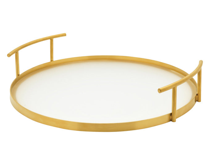 LEOPOLD Serviertablett Arinto Glas/Inox gold ø 37x7 cm in präsentiert im Onlineshop von KAQTU Design AG. Tablett ist von LEOPOLD