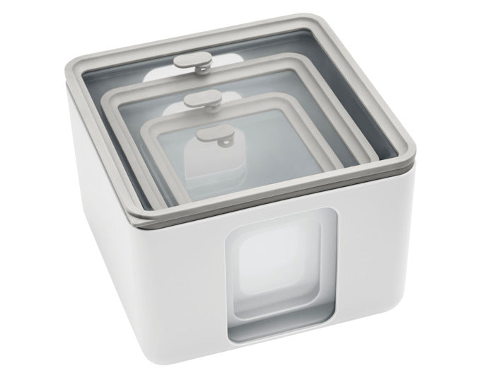 Entdecken Sie das BLIM PLUS Vorratsdosen Set Quadro Combo XS-S-M in arctic. Ideal für eine organisierte Küche, platzsparend und umweltfreundlich.