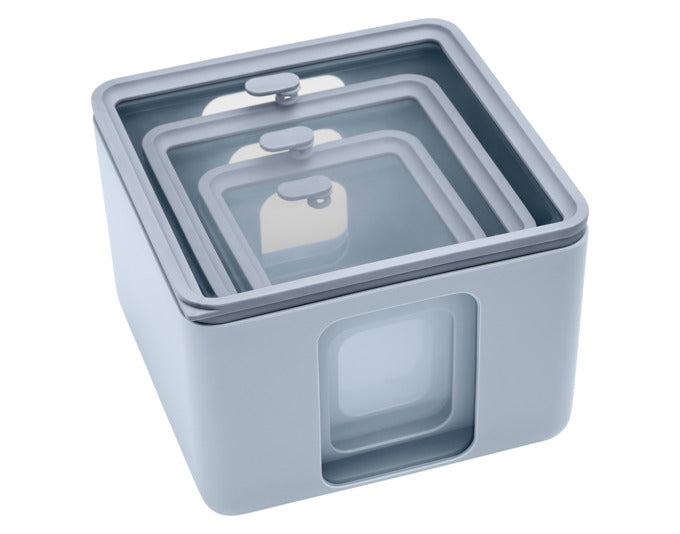 Entdecken Sie das BLIM PLUS Vorratsdosen Set Quadro Combo XS-S-M in der eleganten PEEK BOX Collection. Ideal für eine organisierte und nachhaltige Küche!