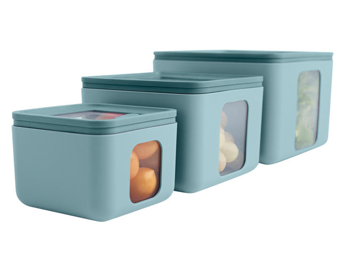 BLIM PLUS Vorratsdosen Set Quadro Combo XS-S-Mt teal PEEK BOX Collection in präsentiert im Onlineshop von KAQTU Design AG. Aufbewahrungsbehälter ist von BLIMPLUS