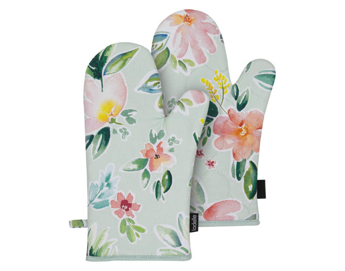 LADELLE Ofenhandschuh Chelsea mint Blumenprint 18x33 cm 2 Stk. in präsentiert im Onlineshop von KAQTU Design AG. Backutensilien ist von LADELLE