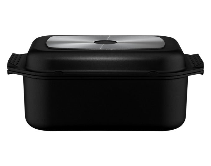 Rechteckbräter aus Aluguss, 42x26x12,2 cm, mit Grilldeckel, ideal für Braten und Grillen, hochwertige Qualität von ELO.