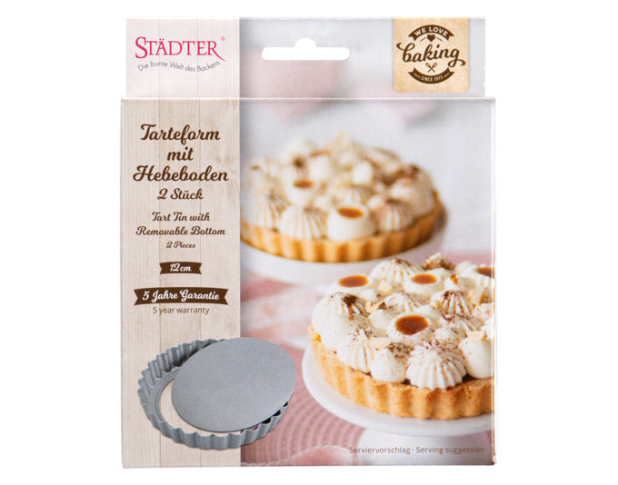 Entdecken Sie die STÄDTER Tarteformen im 2er Set (ø 12x1.8 cm) für perfekte Tartelettes. Hochwertige Antihaftbeschichtung und gleichmäßige Wärmeverteilung garantieren beste Backergebnisse.