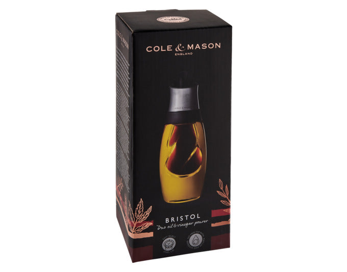 Eleganter COLE & MASON Öl-/Essig-Spender Duo (7.5x7.5x21 cm) vereint stilvolles Design mit praktischen Funktionen für Ihre Küche.