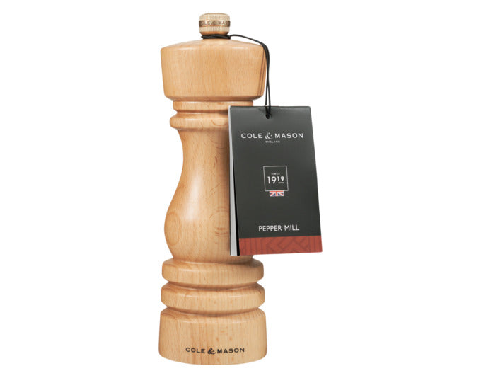 Entdecken Sie die COLE&MASON Pfeffermühle London aus edlem Buchenholz. Mit präzisem Mahlwerk und elegantem Design ist sie der perfekte Küchenhelfer.