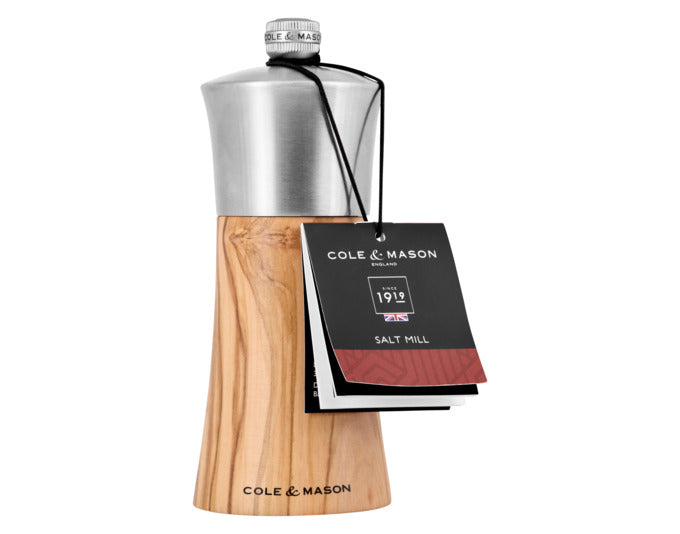 Entdecken Sie die stilvolle COLE&MASON Salzmühle Bromley aus edlem Olivenholz. Kompakt, funktional und individuell einstellbar – ein Must-Have für jede Küche!