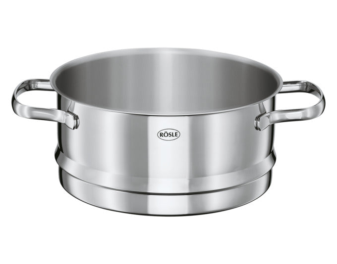Entdecken Sie den RÖSLE Dämpfer Elegance ø 24 cm – ideal für gesundes Dampfgaren von Gemüse und Fisch. Hochwertig, vielseitig und spülmaschinengeeignet!