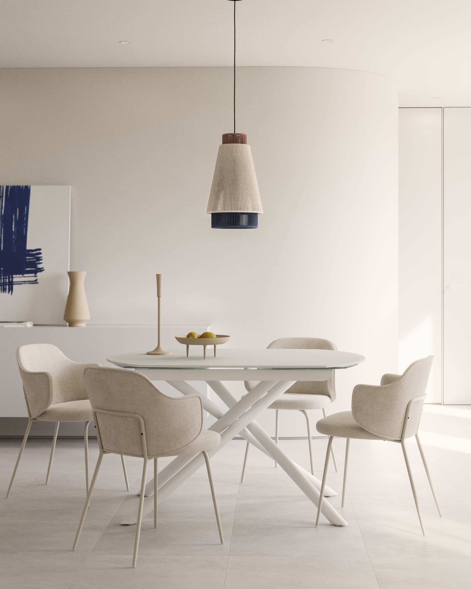 Moderner Yodalia Tisch: Elegantes Glas, stabile weisse Stahlbeine, flexibel ausziehbar von 130 auf 190 cm. Perfekt für stilvolle Dinner.