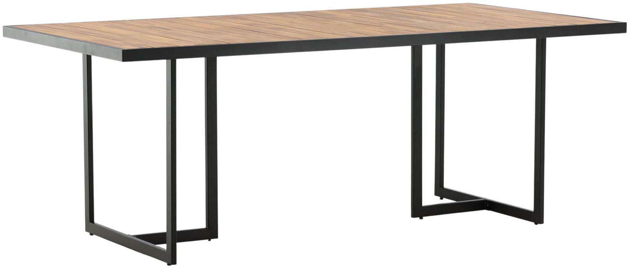 Stilvoller Khung Gartentisch aus Akazie und Stahl, ideal für gesellige Runden im Garten oder auf der Terrasse.