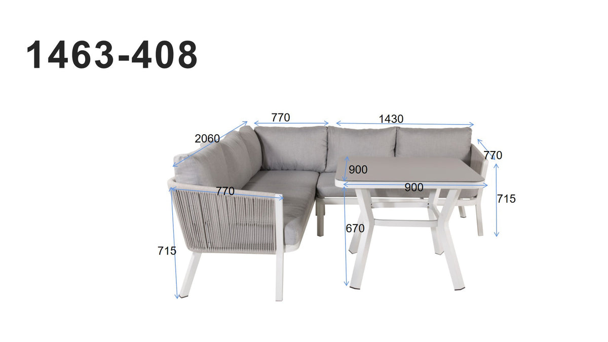 Virya Ecksofa Outdoorset 90cm in Grau / Hellgrau präsentiert im Onlineshop von KAQTU Design AG. Loungeset ist von Venture Home