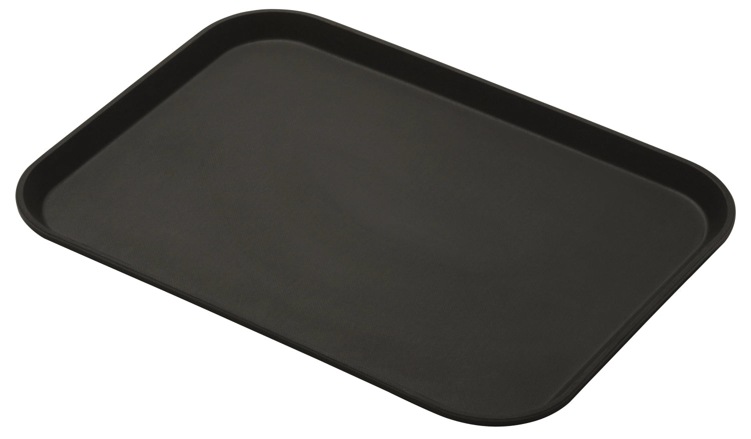 Schwarzes Camtread Tablett 27x35 cm, rutschfest, ideal für Gastronomie und Catering, bietet sicheren Halt für Speisen und Getränke.