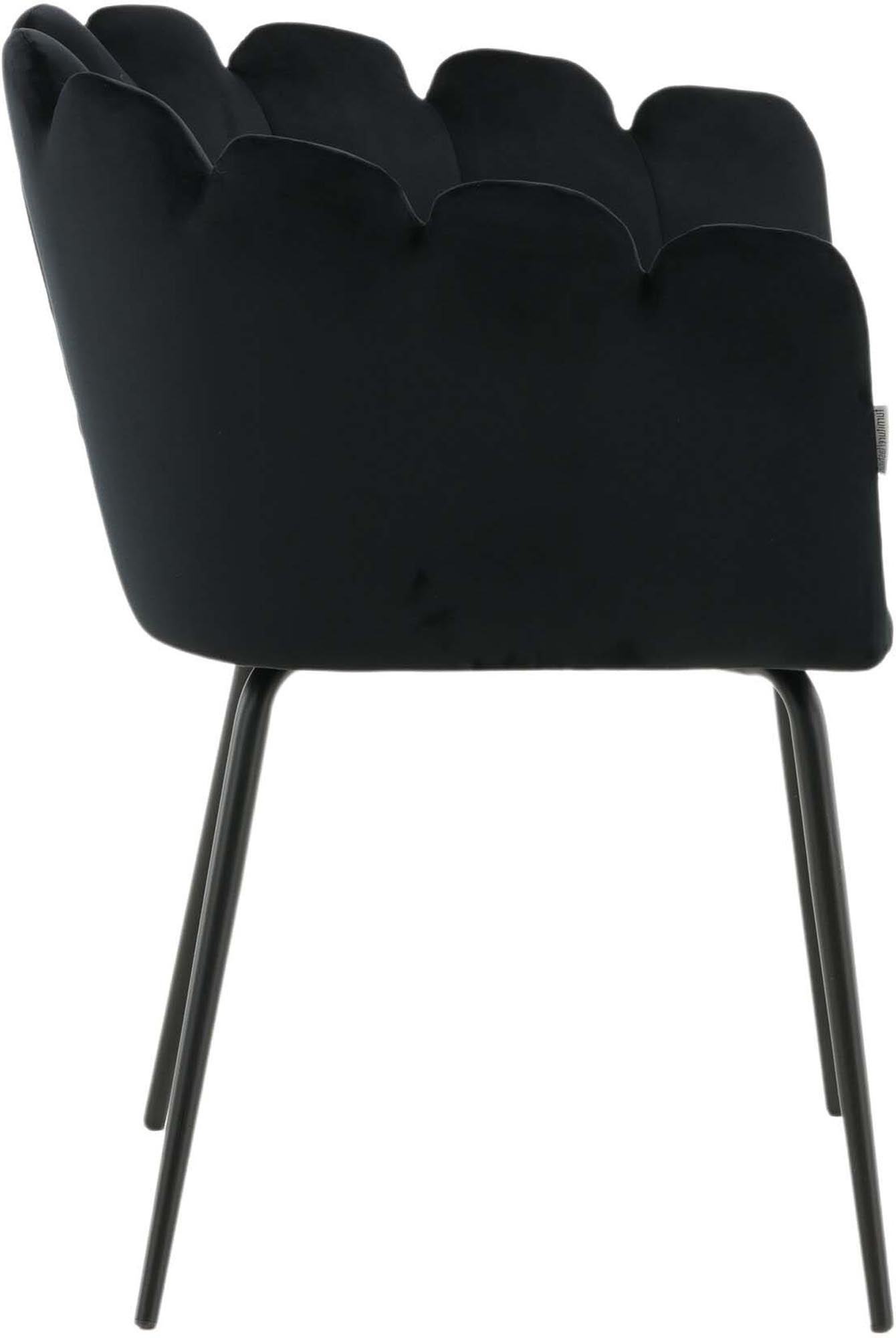 Stilvoller Limhamn Stuhl von Furniture Fashion: Hochwertiger schwarzer Samt, stabile Metallkonstruktion, ideal für jedes Esszimmer.