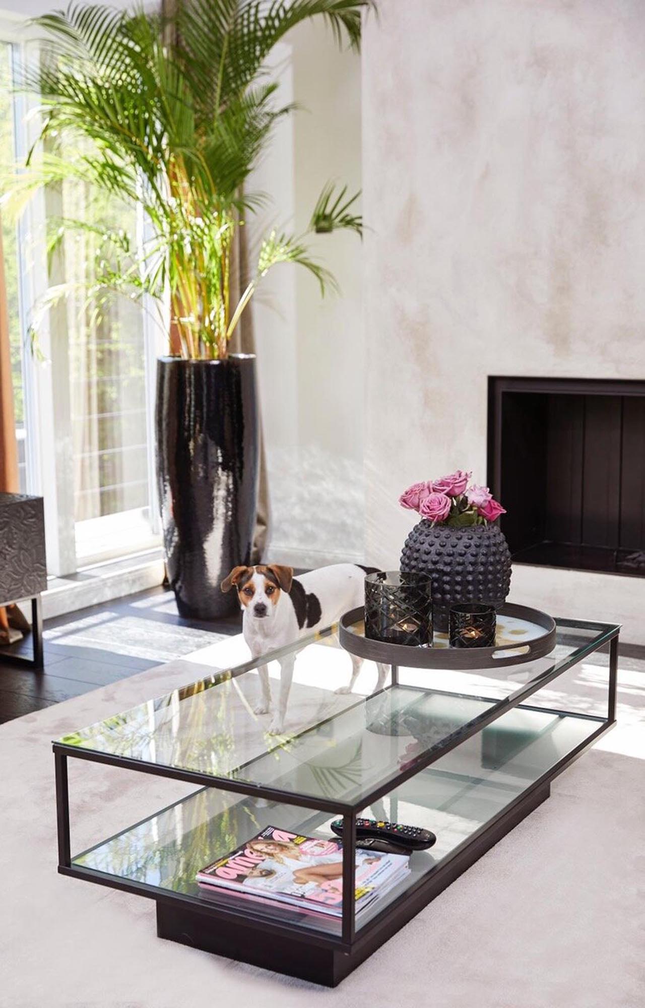 Stilvoller Maglehem Tisch: Glasplatte trifft auf modernes Metallgestell.