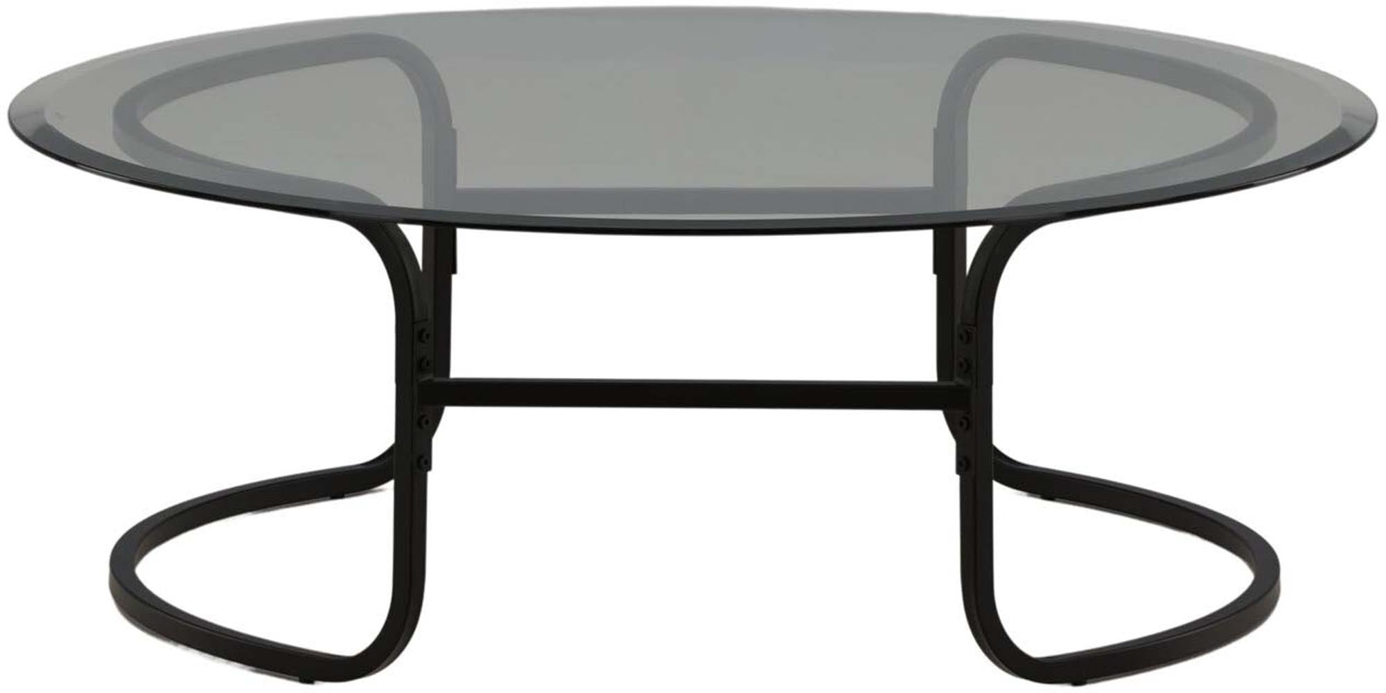 Eleganter Lomma Beistelltisch: Glasplatte, schwarzes Stahlgestell, vielseitig, stilvoll, robust, ideal für Wohnzimmer.