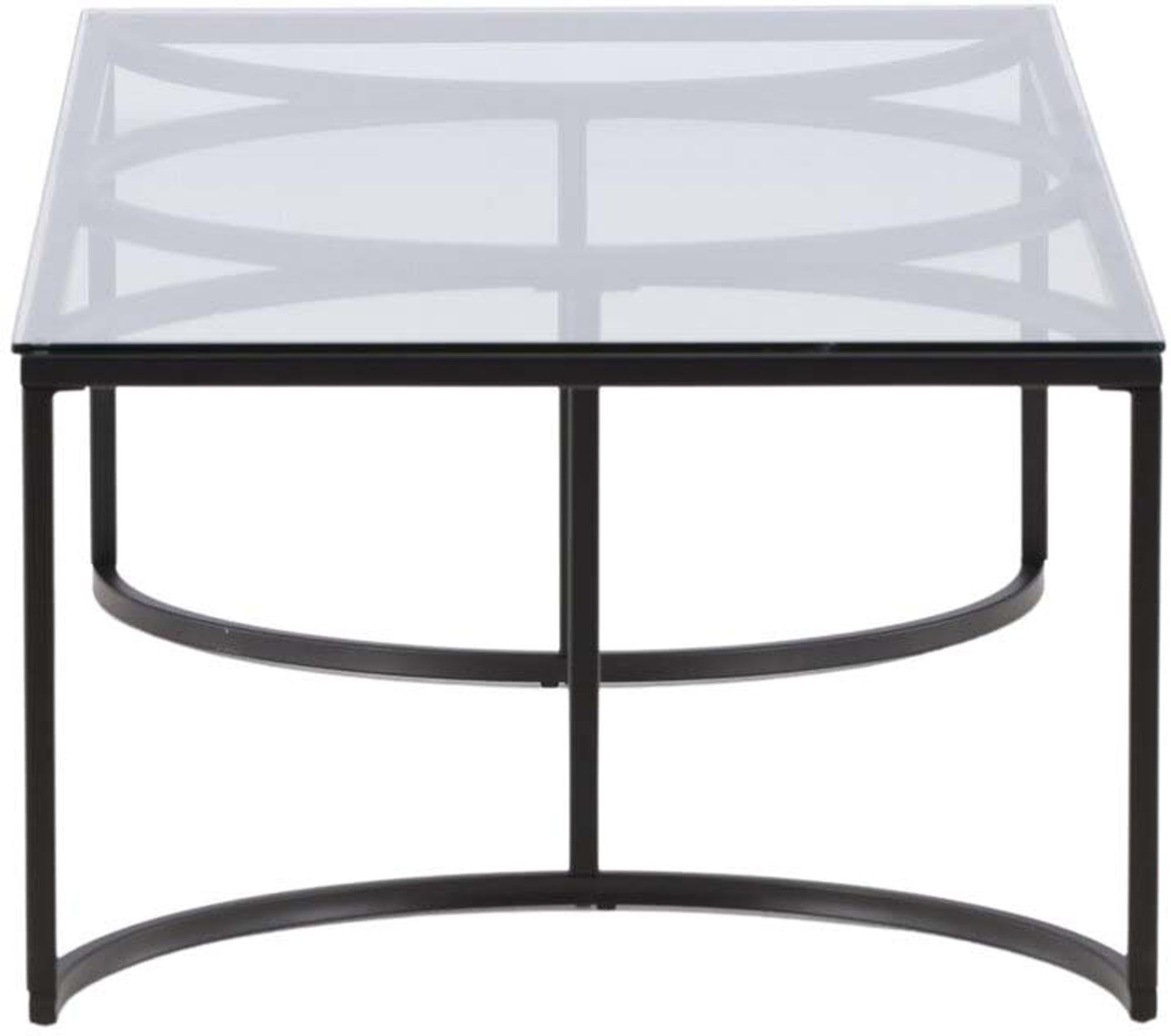 Skanör Beistelltisch: Eleganter Tisch aus robustem Stahl und pflegeleichtem Glas, perfekt für moderne Wohnräume. Vielseitig einsetzbar!