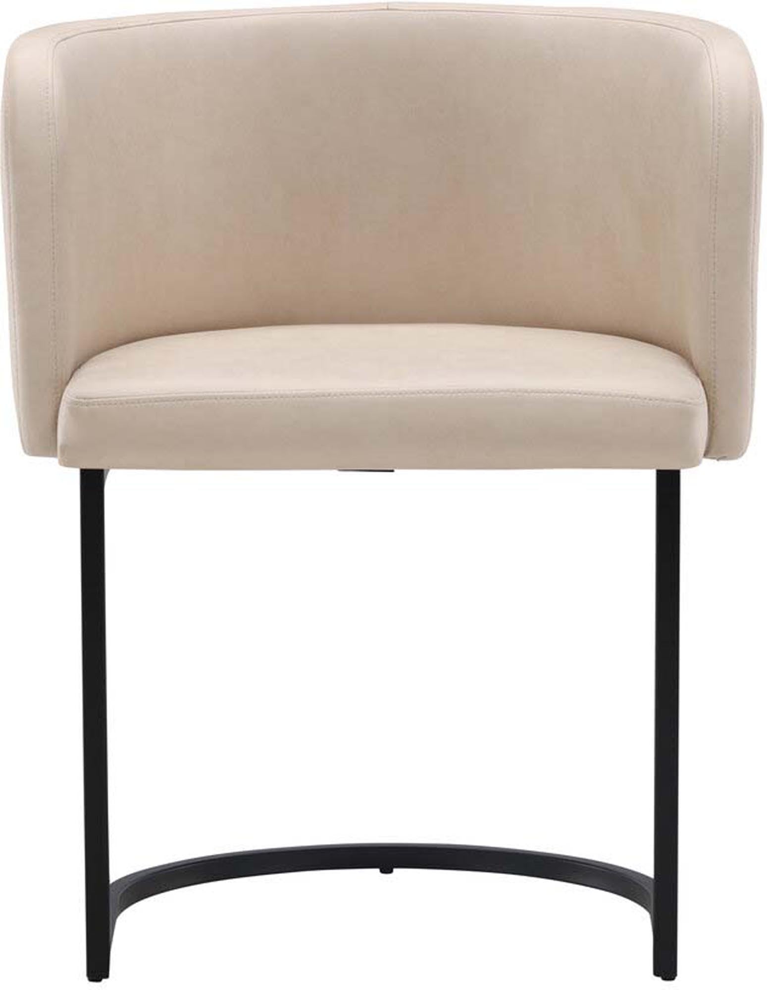 Eleganter Schalenstuhl Simrishamn in sanftem Beige, ausgestattet mit bequemen Armlehnen, ideal für stilvolle Wohnräume und gemütliche Ecken.