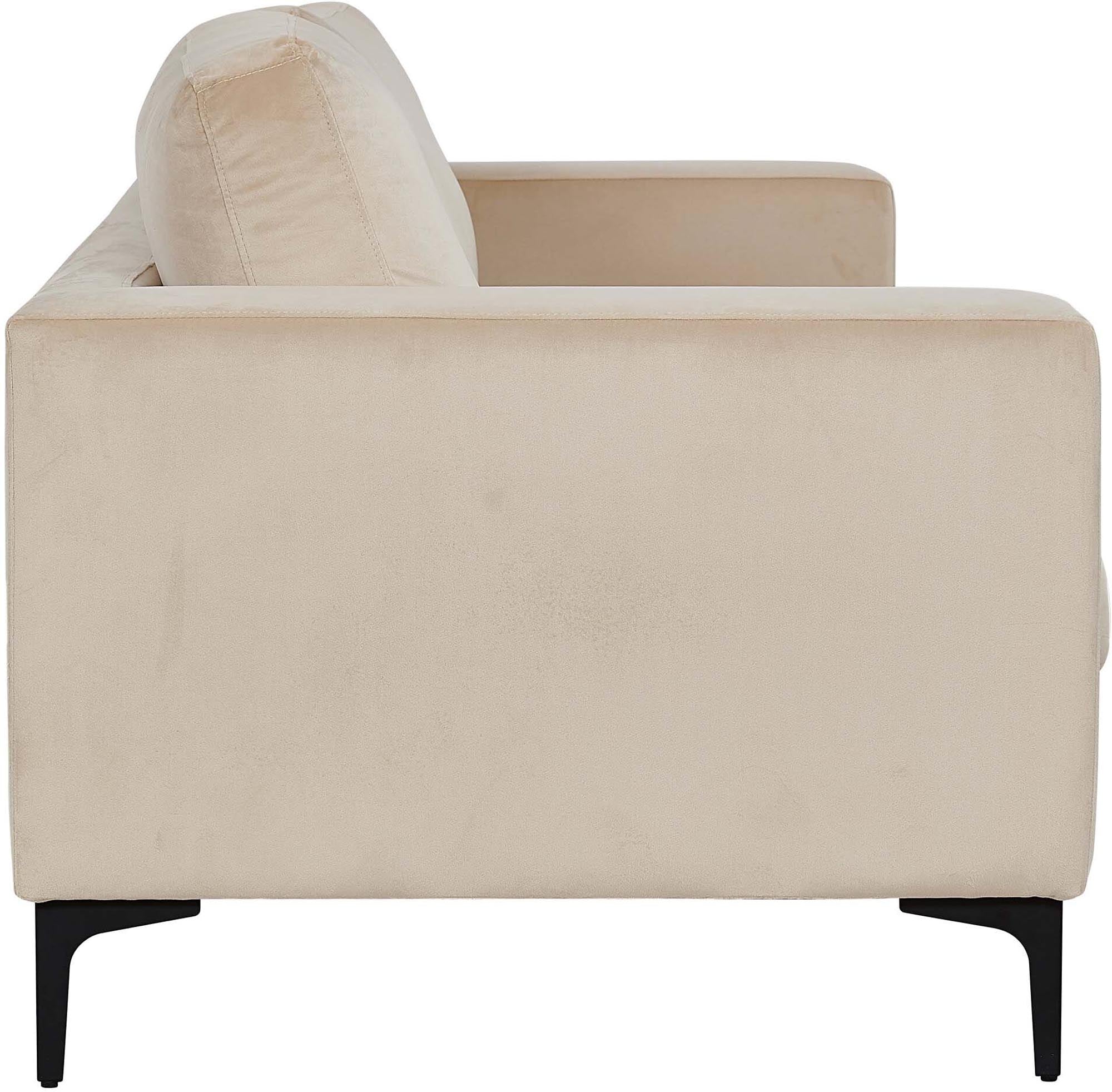 Stilvolles Bolero Sofa von Venture Home: Skandinavisches Design, beiger Samt, ideal für Komfort und Eleganz in jedem Wohnraum.