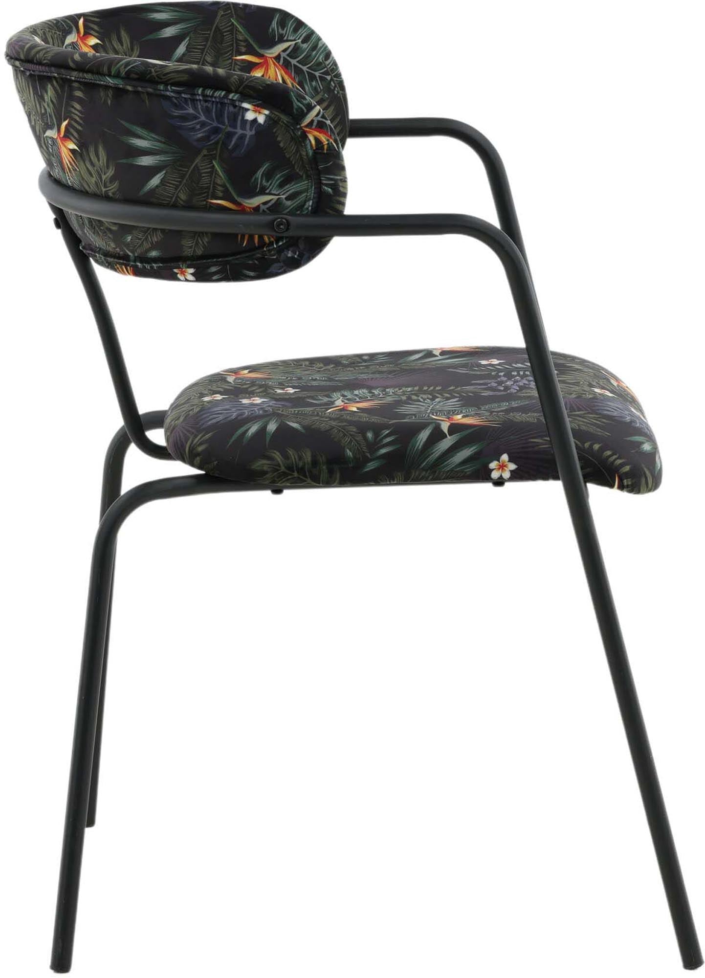 Entdecken Sie den eleganten Arrow Armlehnstuhl von Venture Home. Stilvoller Samt, stabiler Metallrahmen und hoher Komfort für Ihr Esszimmer.