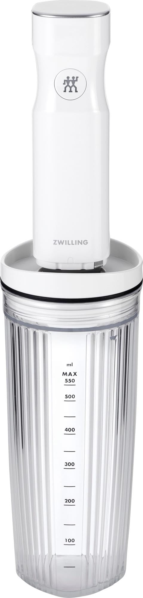Zwilling 550ml Mixer-Behälter: Weiss, mit Deckel, perfekt für Smoothies.