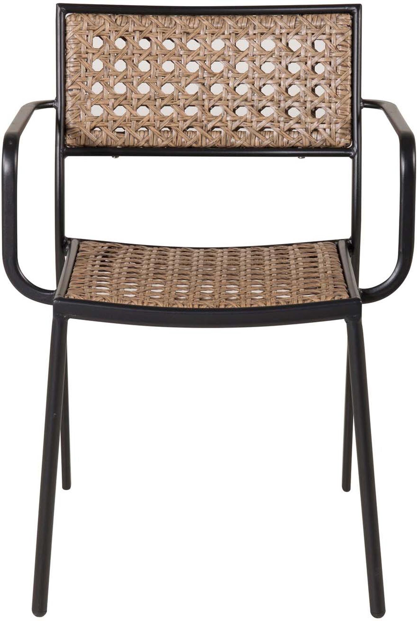 Der Paola Stuhl von Venture Home: Eleganter, stapelbarer Gartenstuhl aus Stahl und Konstrite, UV-beständig, ideal für stilvollen Komfort.