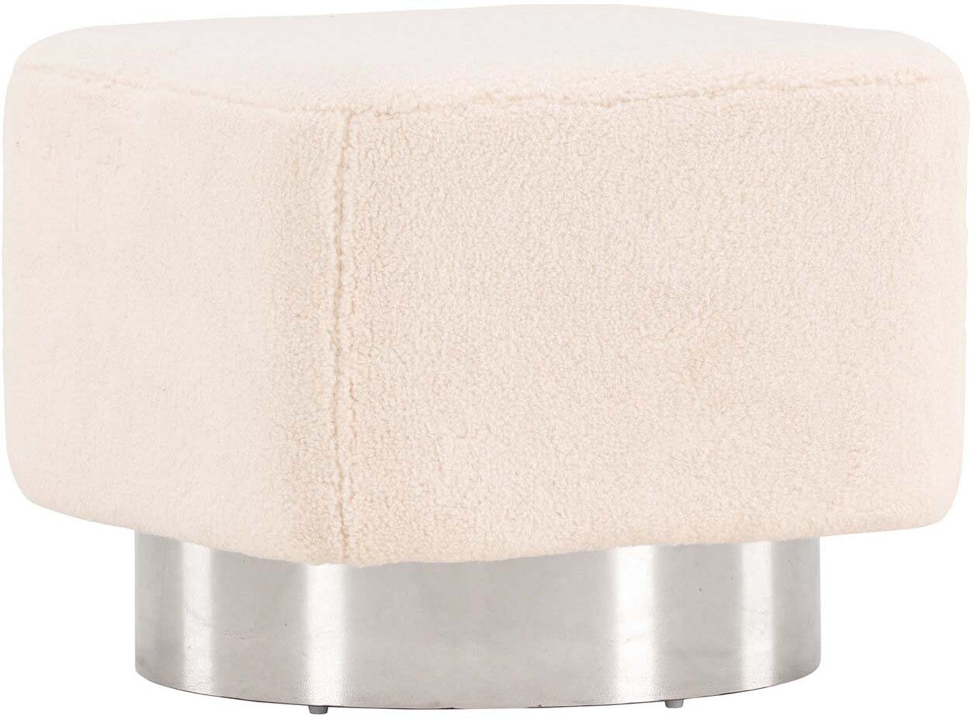 Eleganter Newton Hocker von Venture Home in weichem Teddy-Material.