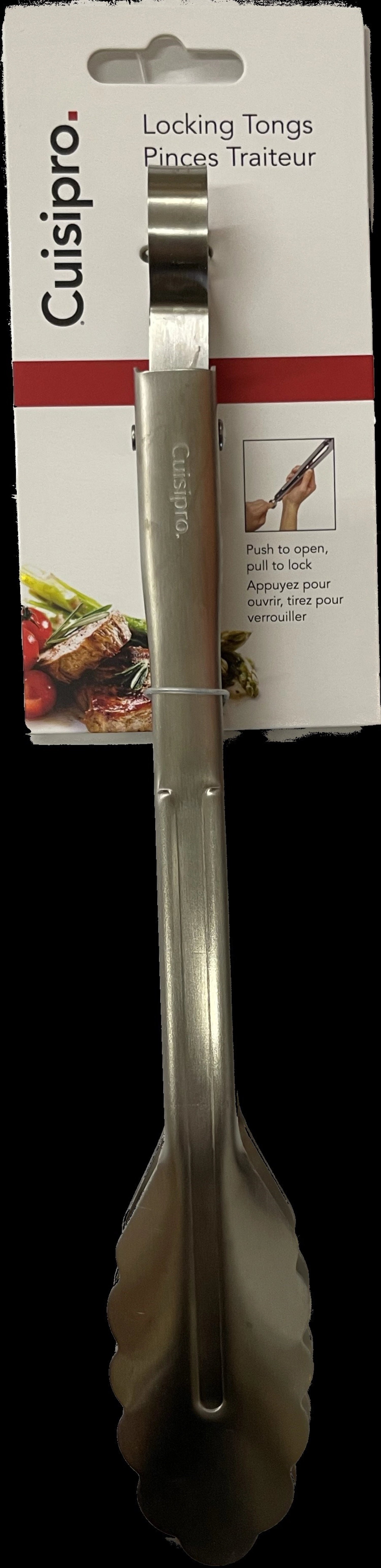 Hochwertige 24 cm lange Universalzange aus Edelstahl von Cuisipro, perfekt für Grillen, Kochen und Servieren, mit ergonomischem Design für einfachen Gebrauch.
